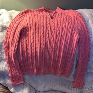 L.L. Bean Pink Cable Knit Cardigan